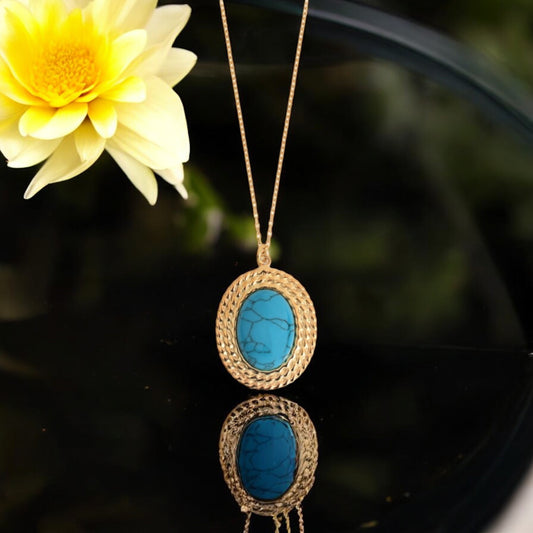 Women's Sterling Silver 925 Necklace with 18K Gold Vermeil and turquoise stone (Copy) (Copy)