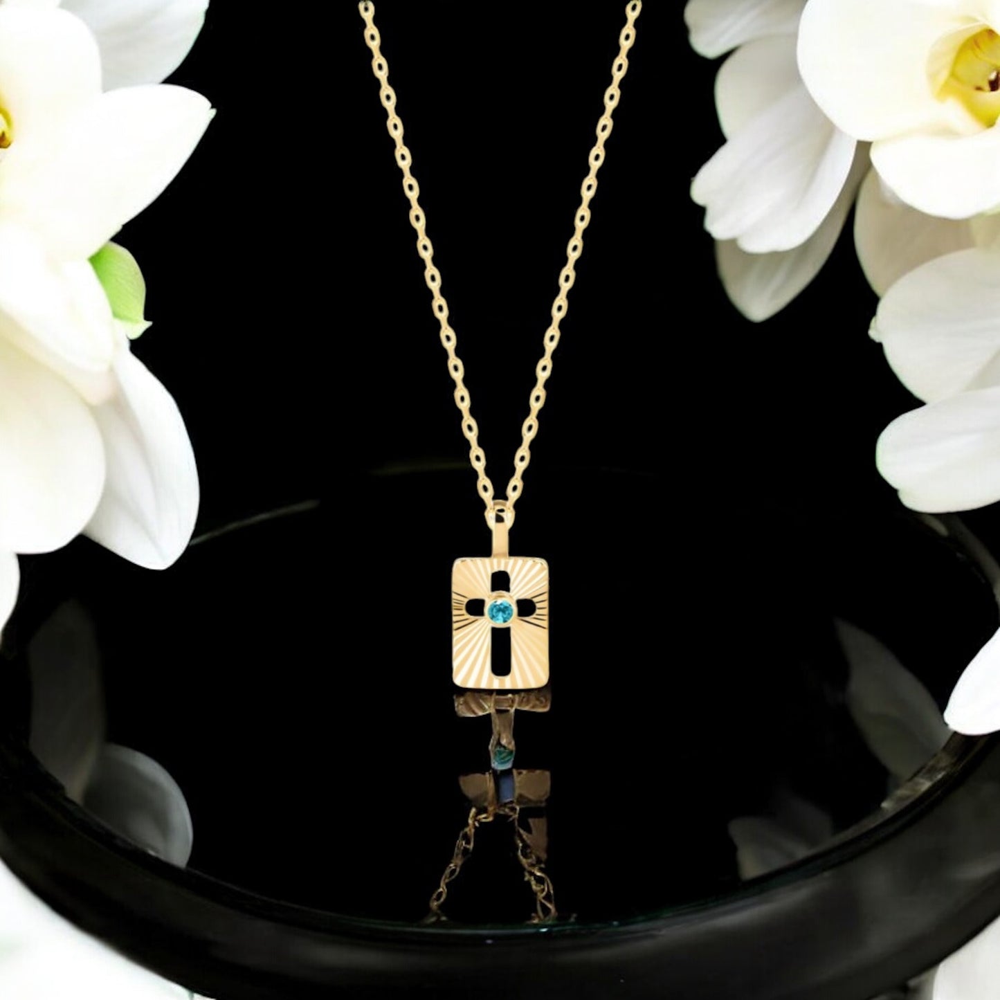 Women's Sterling Silver 925 Necklace with 18K Gold Vermeil and turquoise stone