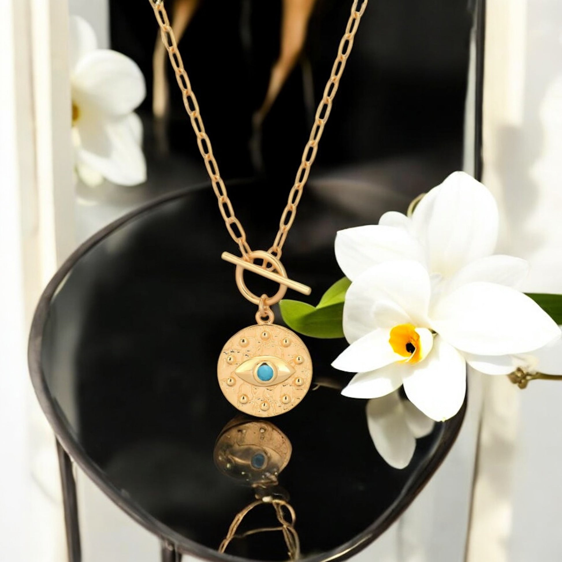 Evil eye necklace in 18k gold vermeil on 925 sterling silver with zircon stones Gem Jewellery