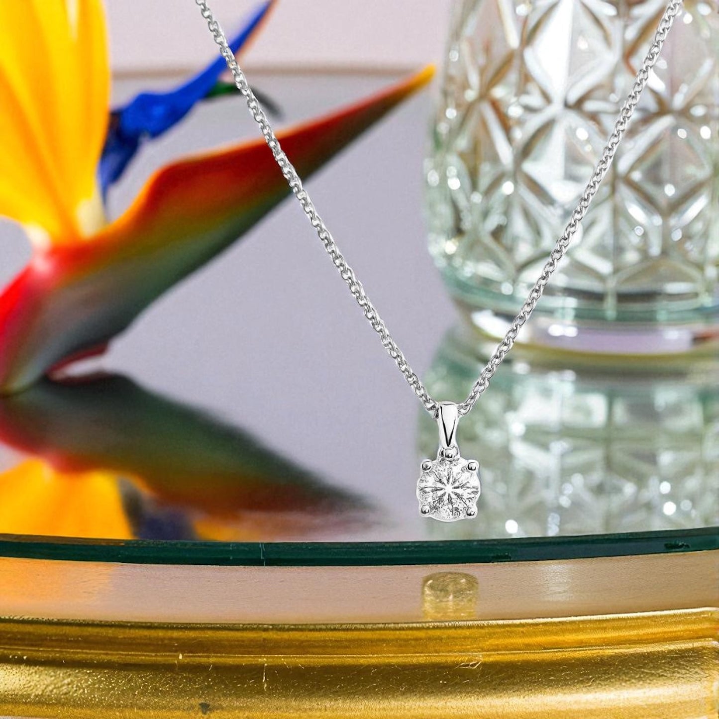 18K White Gold Diamond Solitaire Pendant Gem Karageorgiou Jewellery