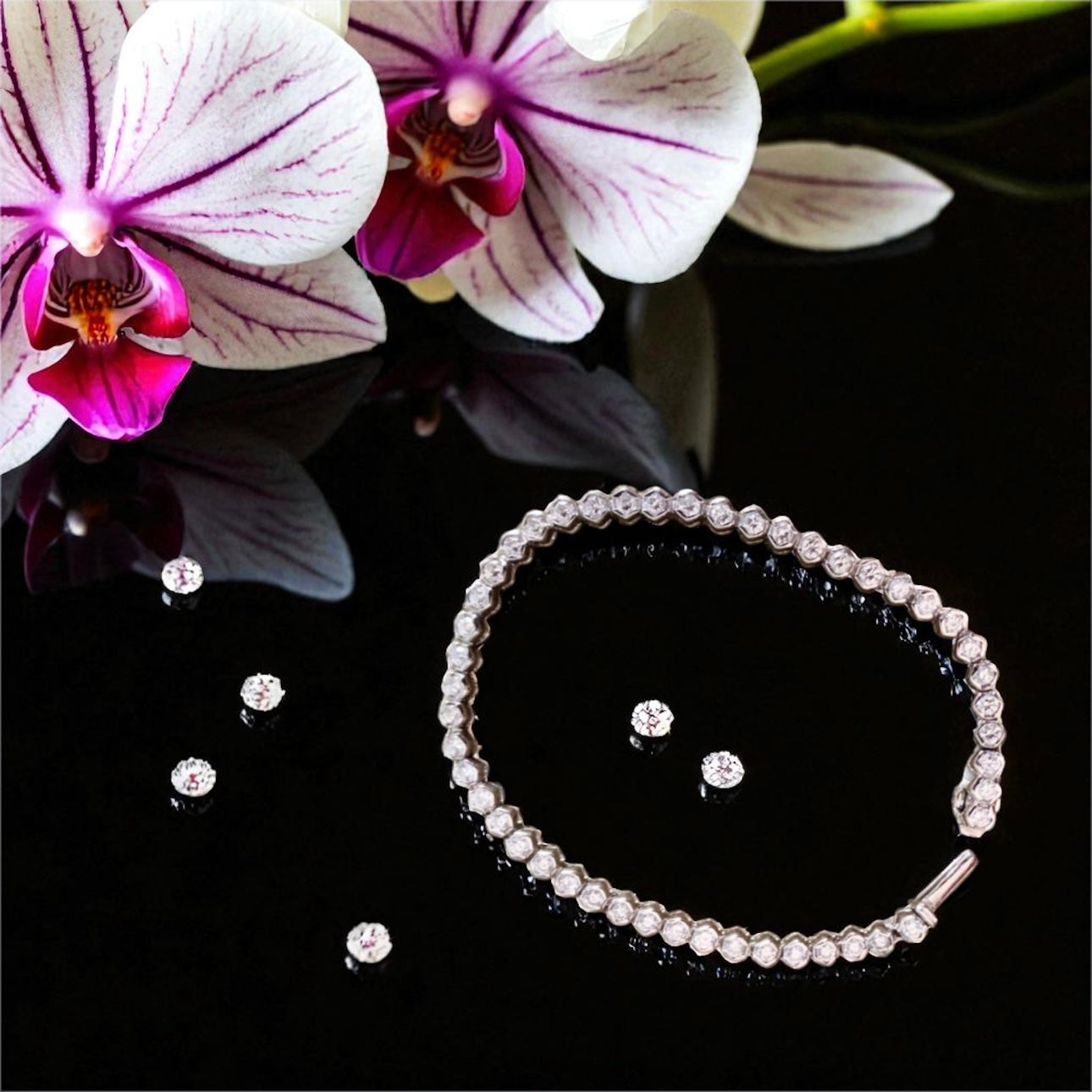 18K White Gold Diamond Tennis Bracelet  Riviera by Gem Nikos Karageorgiou Jewellery