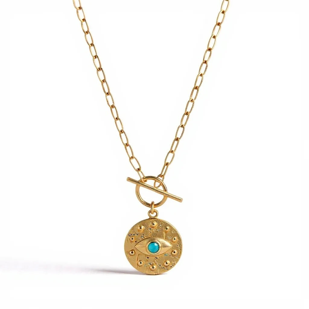 Protective evil eye charm necklace gold vermeil on sterling silver Gem Karageorgiou